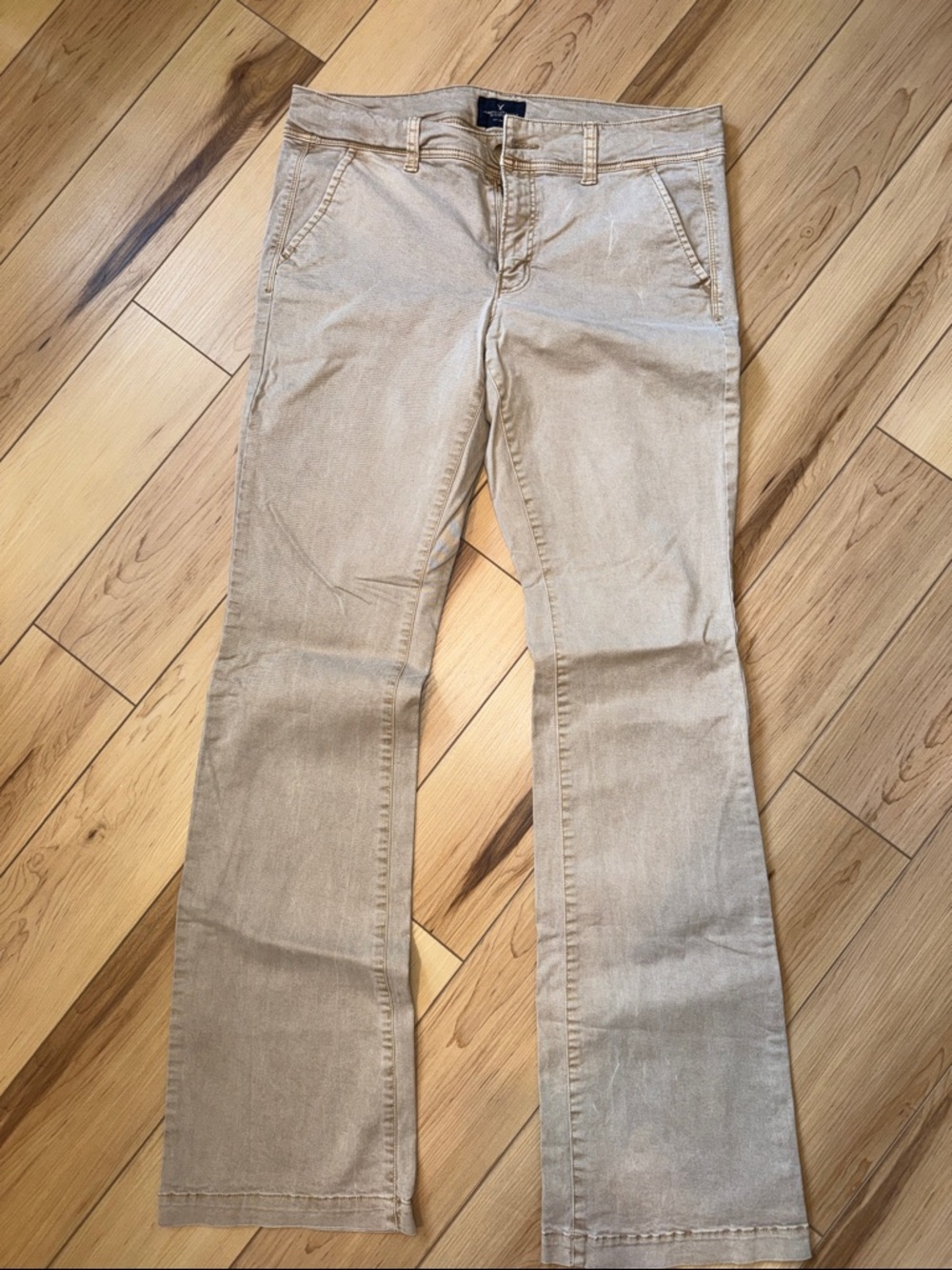 American Eagle Outfitters Boot Cut Pants in Light Khaki